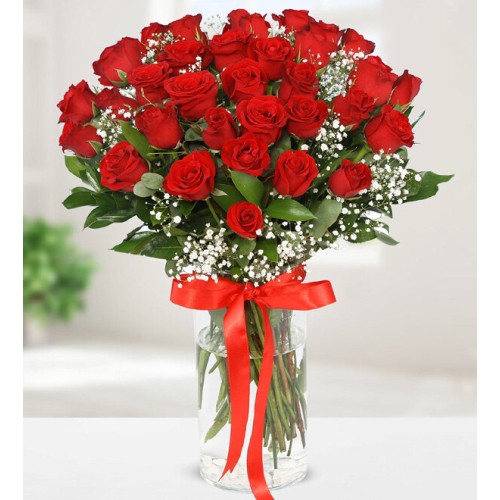 33 Red Roses in Vase